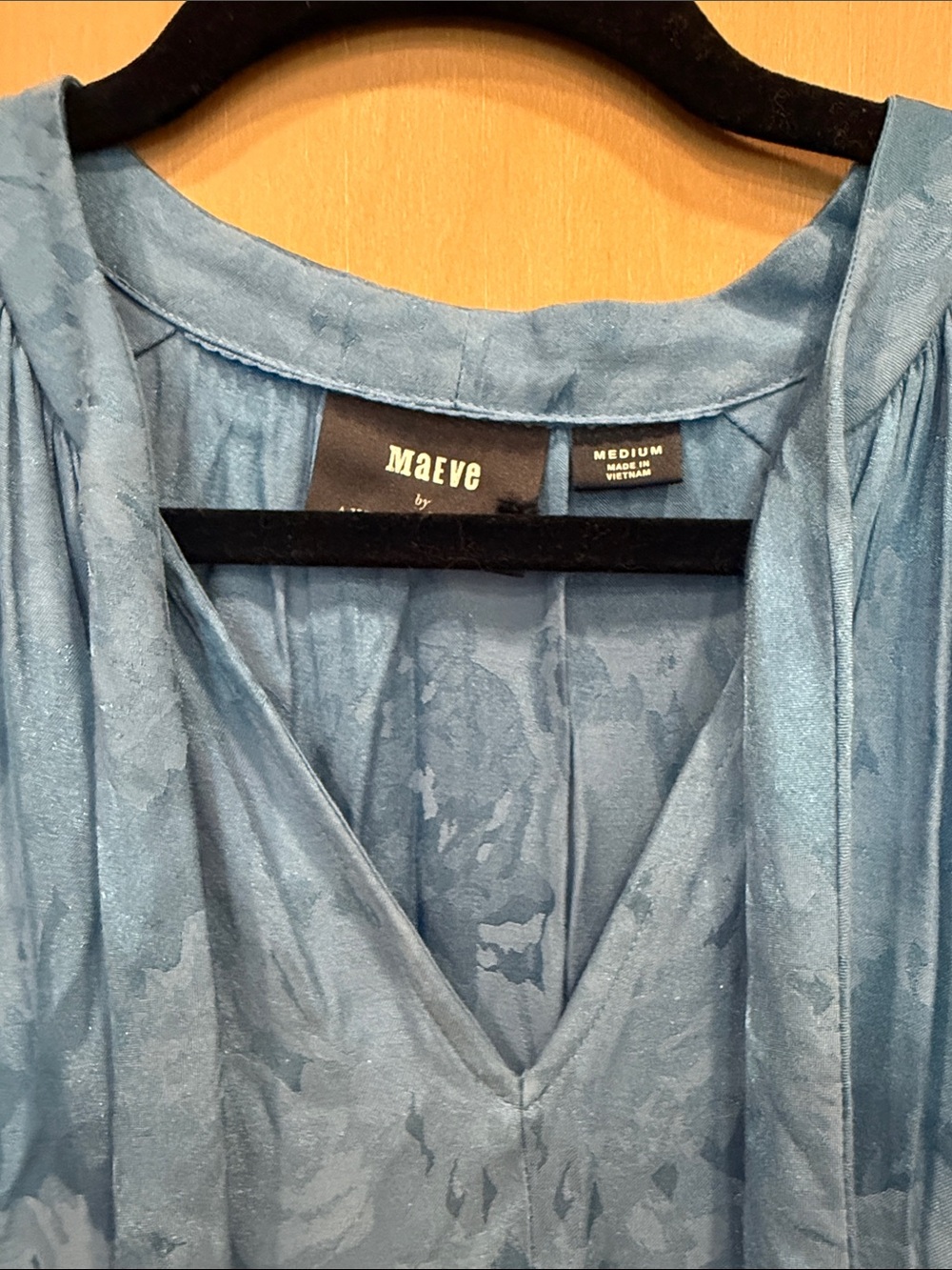 Maeve by Anthropologie Blue Tiered Maxi Dress with Tie Neck - Picture 2 of 4